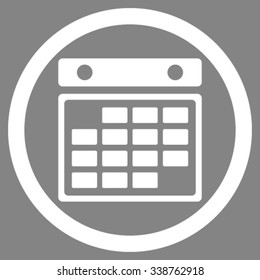 Month Organizer vector icon. Style is flat rounded symbol, white color, rounded angles, gray background.