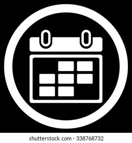 Month Organizer vector icon. Style is flat rounded symbol, white color, rounded angles, black background.