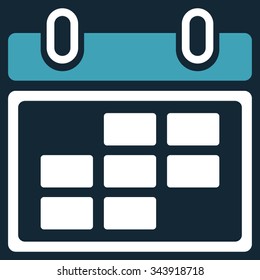 Month Organizer vector icon. Style is bicolor flat symbol, blue and white colors, rounded angles, dark blue background.