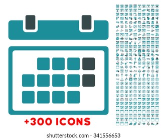 Month Plan vector icon with additional 300 date and time management pictograms. Style is bicolor flat symbols, soft blue colors, rounded angles, white background.