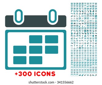 Month Plan vector icon with additional 300 date and time management pictograms. Style is bicolor flat symbols, soft blue colors, rounded angles, white background.