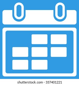 Month Plan vector icon. Style is flat symbol, white color, rounded angles, blue background.