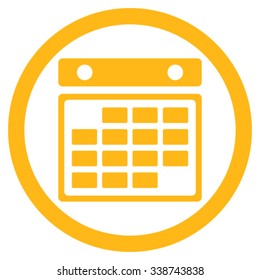 Month Plan vector icon. Style is flat rounded symbol, yellow color, rounded angles, white background.