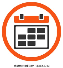 Month Plan vector icon. Style is bicolor flat rounded symbol, orange and gray colors, rounded angles, white background.