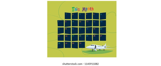 Month Planner with Jet Plane