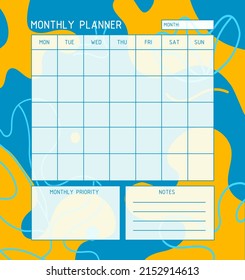 Month Planner Template Calendar Planner Month Stock Vector (Royalty ...