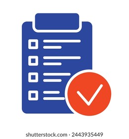 Month planning, to do list, time management with check mark vector solid icon. Graph symbol for fitness and weight loss web site and apps design, logo, app, UI