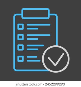 Month planning, to do list, time management with check mark vector on dark background icon. Graph symbol for fitness and weight loss web site and apps design, logo, app, UI