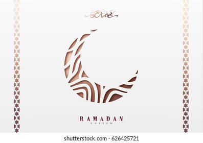 Month Ramadan greeting card with arabic calligraphy Ramadan Kareem. Islamic background half a month.