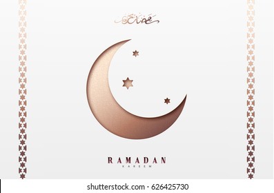 Month Ramadan greeting card with arabic calligraphy Ramadan Kareem. Islamic background half a month.