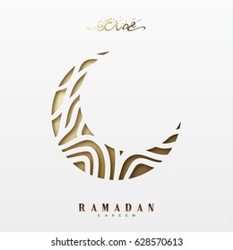 Tarjeta de felicitación del mes de Ramadán con caligrafía árabe Ramadan Kareem. Antecedentes islámicos medio mes.