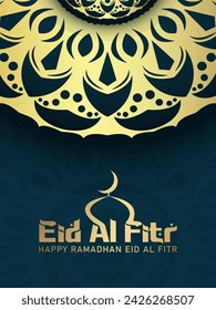 El mes de Ramadán. Eid al-Fitr. Diseño de fondo islámico con caligrafía y adornos árabes. - Traducción de caligrafía árabe: Ramadhan kareem