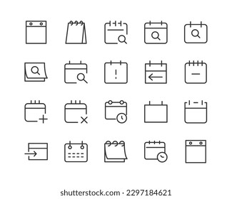 month related icon set. Editable stroke. Pixel Perfect 24x24px icons