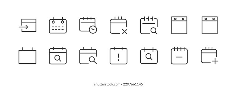 month related icon set. Editable stroke. Pixel Perfect 24x24px icons