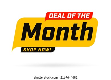 Month sale banner design template. Deal of month poster. Special discount offer promotion vector illustration