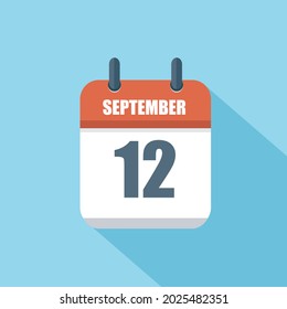 Month of September. Vector flat daily square calendar icon. Date and time, day, month. Holiday. Season.