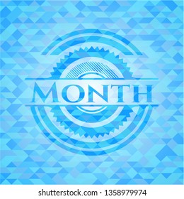 Month sky blue emblem. Mosaic background