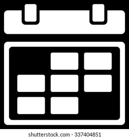 Month Syllabus vector icon. Style is flat symbol, white color, rounded angles, black background.
