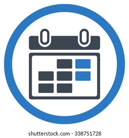Month Syllabus vector icon. Style is bicolor flat rounded symbol, smooth blue colors, rounded angles, white background.