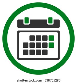 Month Syllabus vector icon. Style is bicolor flat rounded symbol, green and gray colors, rounded angles, white background.