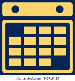 Month Syllabus vector icon. Style is flat symbol, yellow color, rounded angles, blue background.