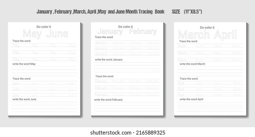 Month  Tracing Practice  Book  for kids 