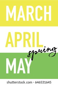 month typography graphic design. Vector illustration