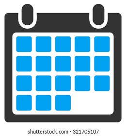 Month vector icon. Style is bicolor flat symbol, blue and gray colors, rounded angles, white background.