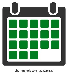 Month vector icon. Style is bicolor flat symbol, green and gray colors, rounded angles, white background.