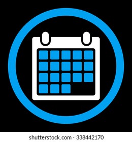 Month vector icon. Style is bicolor flat rounded symbol, blue and white colors, rounded angles, black background.