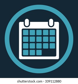 Month vector icon. Style is bicolor flat rounded symbol, blue and white colors, rounded angles, dark blue background.