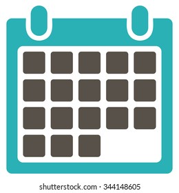 Month vector icon. Style is bicolor flat symbol, grey and cyan colors, rounded angles, white background.