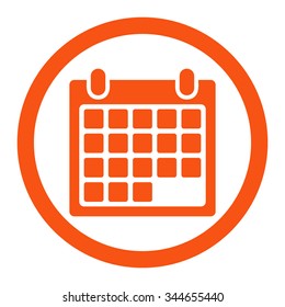 Month vector icon. Style is flat rounded symbol, orange color, rounded angles, white background.