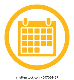 Month vector icon. Style is flat rounded symbol, yellow color, rounded angles, white background.