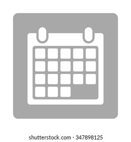 Month vector icon. Style is flat rounded square button, white and silver colors, white background.