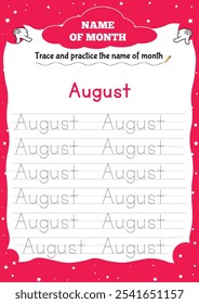 Month and Week Name Worksheets for Kids" help young children learn month and day names through tracing, sequencing, and fun activities. Ideal for preschool and kindergarten