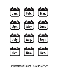 Month of year calender icons set, web design element
