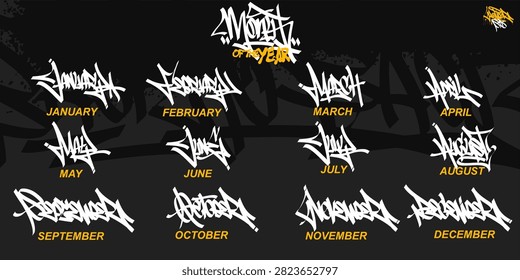 Month Of the Year Graffiti tagging chisel style illustration 