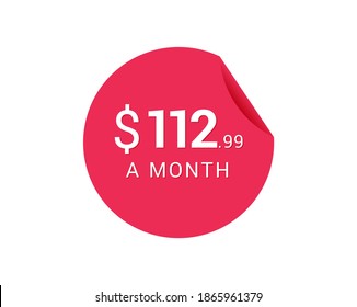 Monatliches $112,99 US-Dollar-Symbol, $112,99 pro Monat