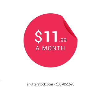 Monthly $11.99 US Dollars icon, $11.99 a Month tag
