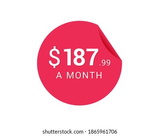 Monthly $187.99 US Dollars icon, $187.99 a Month tag