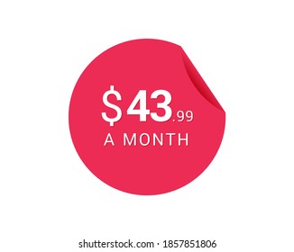 Monthly $43.99 US Dollars icon, $43.99 a Month tag
