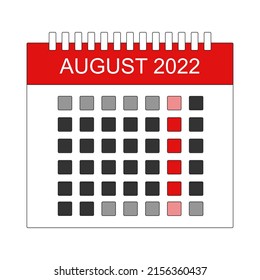 Monthly August 2022 Calender Vector Design