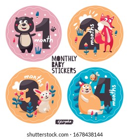 Monthly baby stickers with cute animals for capturing baby's special moments