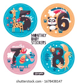 Monthly baby stickers with cute animals for capturing baby's special moments
