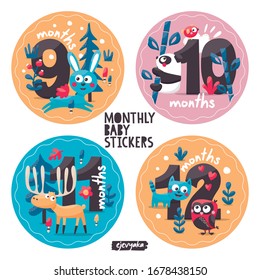 Monthly baby stickers with cute animals for capturing baby's special moments