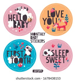 Monthly baby stickers with cute animals for capturing baby's special moments