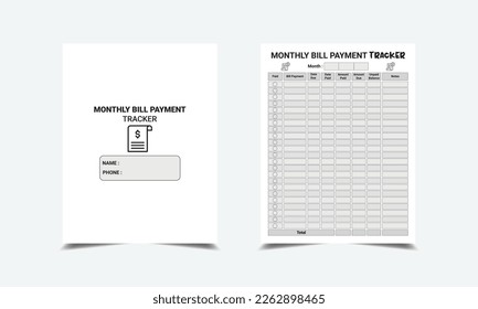 Mensual Bill Payment Tracker kdp interior