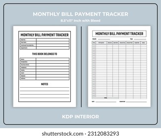 Monthly Bill Payment Tracker KDP Interior