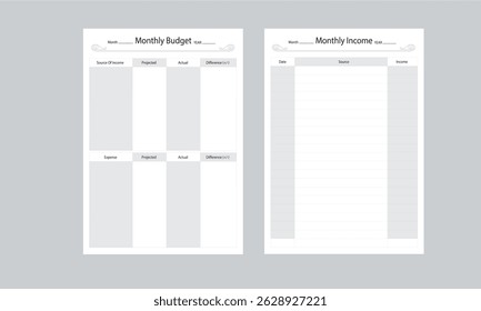 Monthly Budget and monthly Income Template